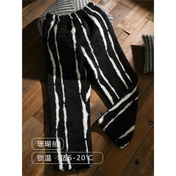 【加厚加絨】情侶睡褲男女秋冬青少年長褲珊瑚絨毛絨暖暖褲家居褲