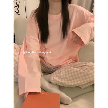 韓國ins泫雅秋季純棉長袖女睡衣