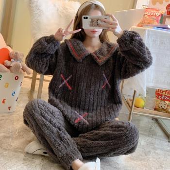 秋冬季睡衣女珊瑚絨加絨加厚保暖2025新款法蘭絨冬款天家居服套裝
