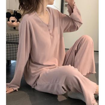 帶胸墊一體睡衣女士春秋款2025新款雙面德絨長袖冬季家居服套裝頭
