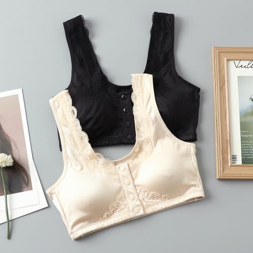 真絲前扣帶胸墊內衣文胸女 瑜伽背心式大碼無鋼圈桑蠶絲哺乳胸罩