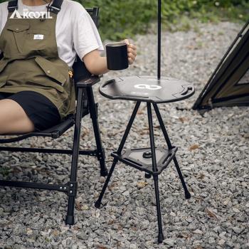 露營角幾戶外野餐鋁合金折疊小桌子便攜野營戰術桌野炊水桶置物架