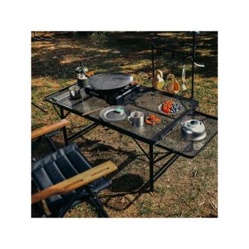 露營折疊桌子便攜式置物架燒烤旅行野營鋁合金餐桌戶外折疊桌