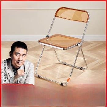 中偉現代簡約北歐餐桌椅宿舍折疊椅亞克力塑料椅子升級款兩把