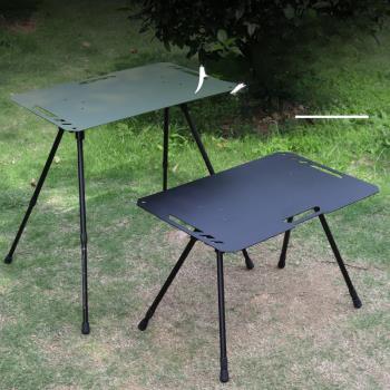 戶外露營鋁合金輕量化戰術桌折疊桌子便攜式置物架黑化風餐桌野餐