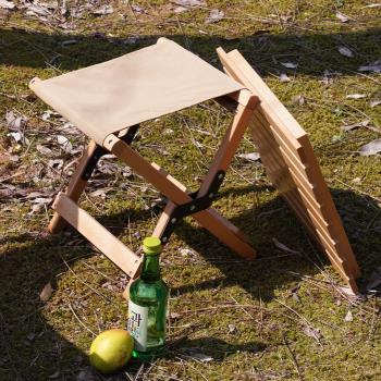 戶外露營實木折疊凳子便攜式家用櫸木雙用馬扎戶外釣魚椅小凳子