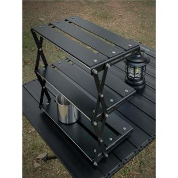 shEX0T14黑化露營營桌面可折疊便攜野式用多層置物架野桌子餐戶外