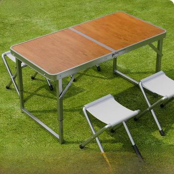 戶外折疊桌子便攜式擺攤桌椅野營野餐桌子夜市露營套裝鋁合金方桌
