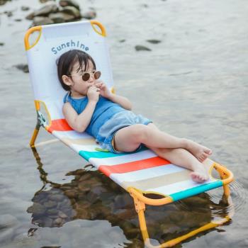 便攜式沙灘椅套裝寶寶午休睡椅露營野餐桌子戶外休閑兒童折疊躺椅
