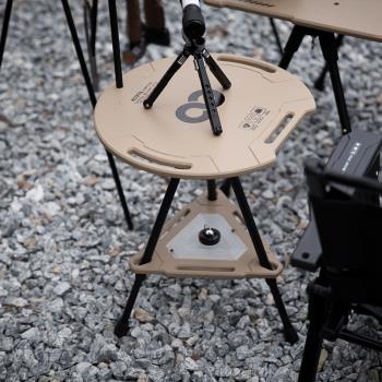 戶外露營戰術置物架便攜式折疊小桌子多功能可升降圓桌野營燈架桌