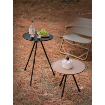 鋁合金折疊小桌子圓桌便攜式可升降黑色餐桌茶桌露營超輕野營戶外