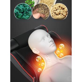 頸椎按摩器腰部背部脖子全身揉捏按摩儀多功能家用肩頸艾灸熱敷枕