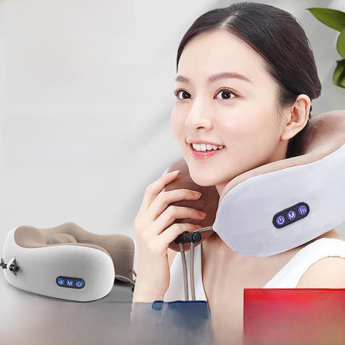 港德 頸椎按摩器頸部腰部肩部便攜家用電動振動旅行u型頸枕護頸儀