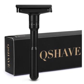 QShave Luxurious Black Safety Razor Can Design Name on It Cl