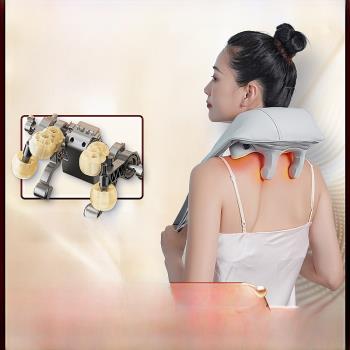 跨境多功能頸椎頸肩按器加熱揉捏披肩斜方肌按儀按披肩