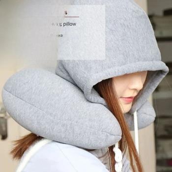 U-Shape Soft Comfortable Hooded Neck Travel Pillow Airplane