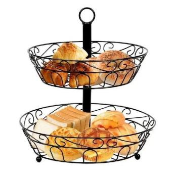 Two Tier Fruit Basket Removable 360 Degree Rotatable Bowl