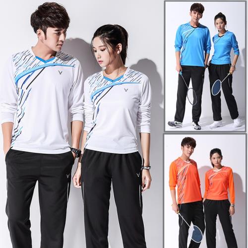 速干春秋冬乒乓球羽毛球服套裝男女款長袖運動服情侶V領成人兒童