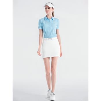 PGM高爾夫服裝女夏季正肩T恤短袖休閑運動上衣V領POLO衫修身半袖