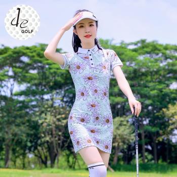 DE韓國新款高爾夫女裝夏季連衣裙褲球服裝修身高端顯瘦女裝polo領