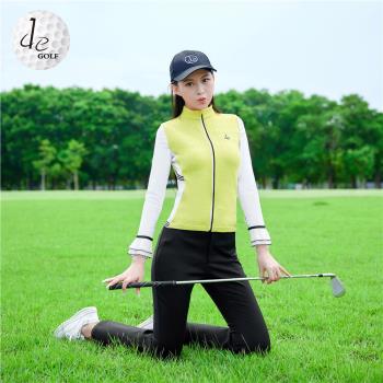 韓國高爾夫球服裝女士套裝針織無袖馬甲女裝速干長袖T恤喇叭長褲