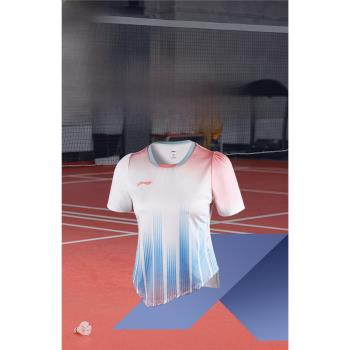 2024年青花瓷李寧羽毛球服上衣 時尚女裙套裝泡泡袖快乾排汗透氣