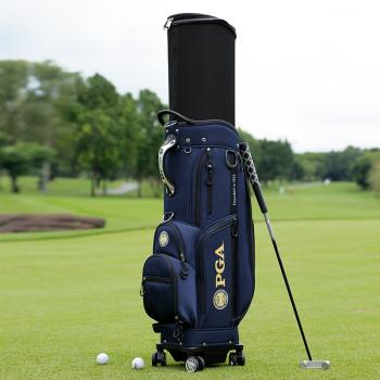 美國PGA高爾夫球包伸縮標準包四輪平推航空托運雙球包帽帶海關鎖