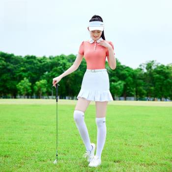 高爾夫女裝夏季GOLF球服裝女士短袖墊肩polo衫T恤套裝荷葉邊短裙