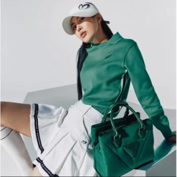 韓國高爾夫秋季服裝女士翻領套頭長袖時尚休閑百搭修身顯瘦針織衫