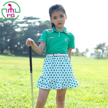夏季新品MG兒童高爾夫服裝速幹短袖T恤短裙套裝女童球服golf衣服
