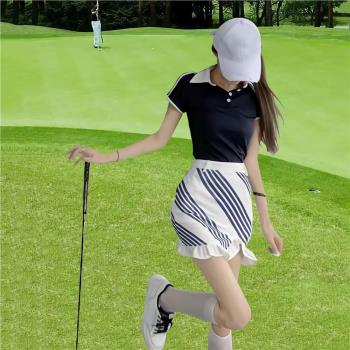 韓國冰絲短袖防走光高爾夫服裝