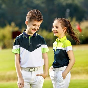吉緹貓高爾夫服裝夏季新款男童吸濕透氣短袖golf運動Polo衫男上衣