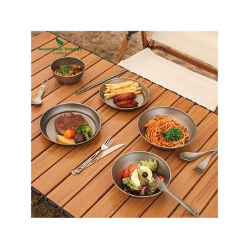 純鈦鈦碗戶外露營餐具碗碟套裝野餐用品餐盤便攜野營飯碗碟子