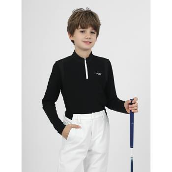 PGM高爾夫服裝男童秋冬打底衫青少年運動長袖T恤保暖golf休閑上衣