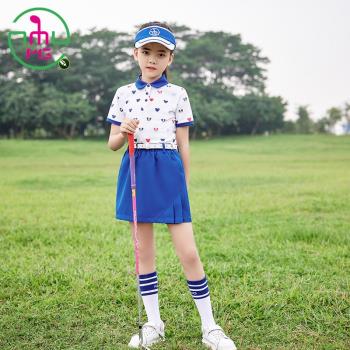 22夏季新款MG兒童高爾夫服裝女童球服衣服套裝速干短袖T恤短裙