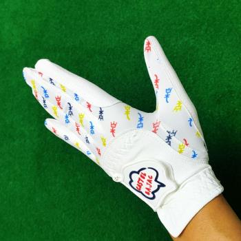 印花castelbajac女士高爾夫手套雙手科技布藝運動手指套golf用品