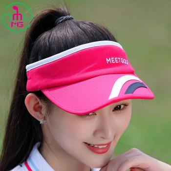 春夏新款女士高爾夫球帽子女golf遮陽帽玫紅色空頂帽無頂帽