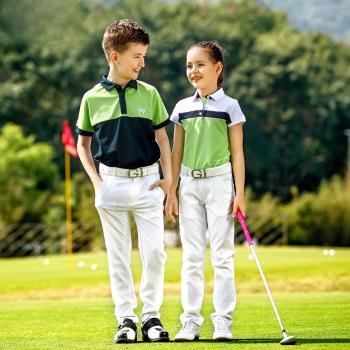 吉緹貓高爾夫兒童裝夏季新款短袖T恤青少年golf男款吸濕透氣短袖