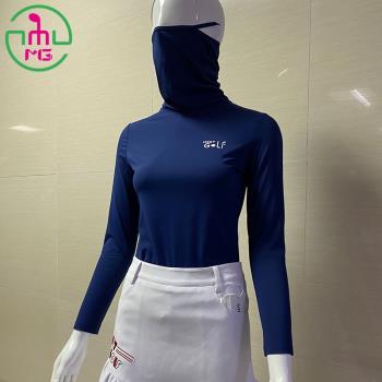 多色新款高爾夫球服裝衣服女裝golf冰絲長袖T恤上衣打底衫帶面罩