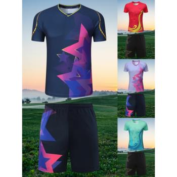 羽毛球衣服套裝男女夏短袖排球網球速幹國風乒乓球服比賽運動T恤