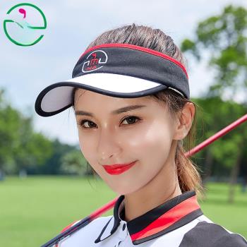 新款運動休閑女士高爾夫帽子 女 遮陽帽白黑紅空頂帽