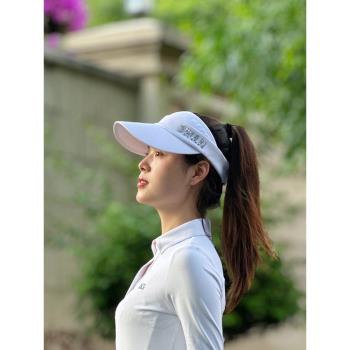 秋冬高爾夫帽子女遮陽無頂加寬可調節防紫外線戶外空頂golf球帽子