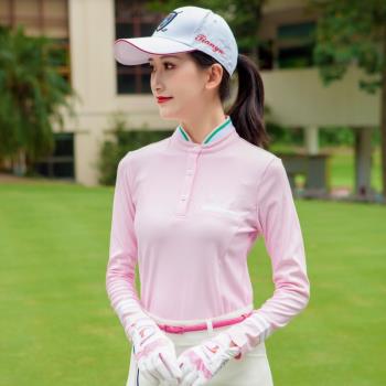高爾夫女裝長袖T恤女 2018秋季高爾夫衣服女上衣修身速干立領T19