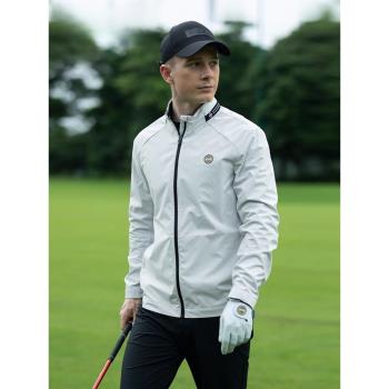 PGA 高爾夫服裝男外套防風防雨拉鏈立領設計運動長袖上衣拼色衣領