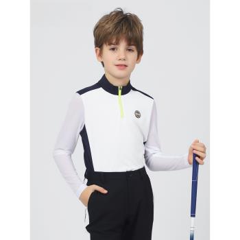 美國PGA 冰絲長袖 兒童高爾夫服裝 男童夏季防曬衣 涼爽透氣 高彈