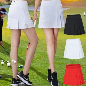 白色高爾夫短裙女包臀顯瘦速干彈力羽毛球網球半身裙防走光短褲裙