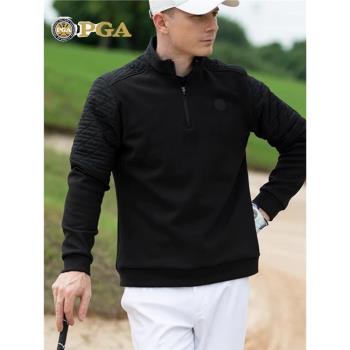 美國PGA 高爾夫服裝男士秋冬季加絨保暖立領外套衣服男裝長袖衛衣