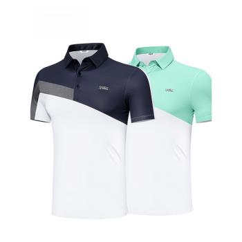 PGM高爾夫服裝t恤男短袖夏季2024新款運動上衣撞色polo衫golf男裝