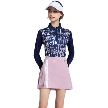 LG022高爾夫服裝女長袖t恤春夏防曬衣韓版印花上衣運動網球短裙褲