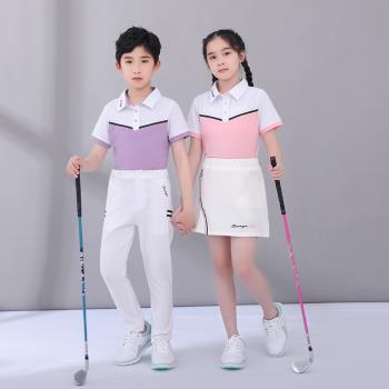 22款高爾夫兒童t恤夏季男女兒童短袖 青少年裝速干POLO動運球服